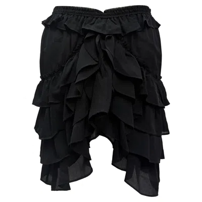 Isabel Marant Ruffled Mini Skirt In Black Viscose In Black