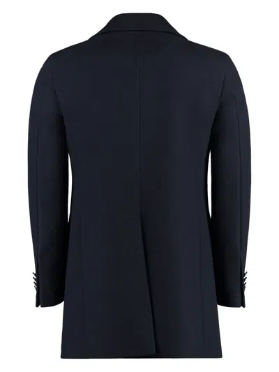 Tagliatore C-stephan Wool Blend Double-breasted Coat In Blue