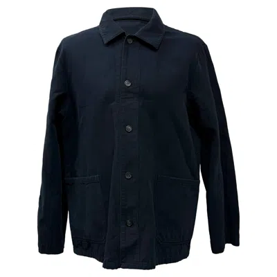 Apc A. P.c. Button Up Jacket In Navy Blue Cotton In Black