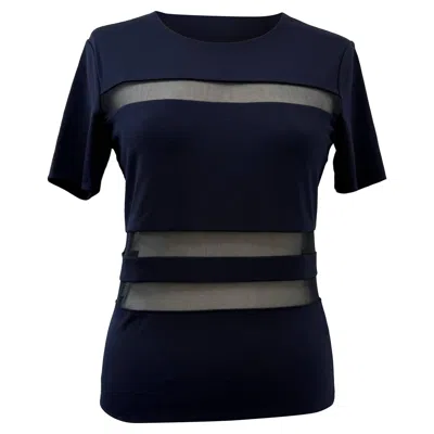 Alexander Wang T  Mesh Accent T-shirt In Navy Blue Rayon In Blue
