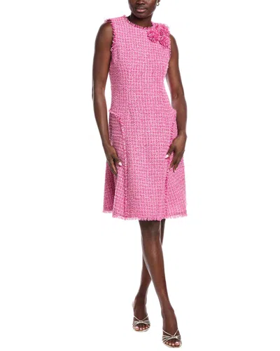 Teri Jon By Rickie Freeman Boucle Applique Midi Dress In Pink