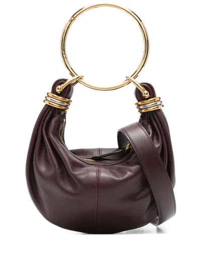 Chloé Brarcelet Mini Top-handle Bag In Grained Leather In Red