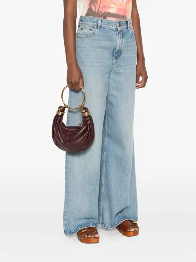 Chloé Brarcelet Mini Top-handle Bag In Grained Leather In Red