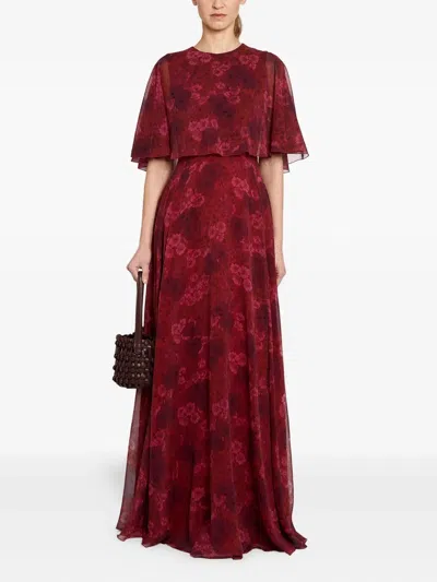 Giambattista Valli Floral-print Silk Maxi Dress In Red