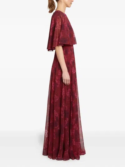 Giambattista Valli Floral-print Silk Maxi Dress In Red