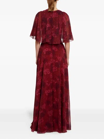 Giambattista Valli Floral-print Silk Maxi Dress In Red
