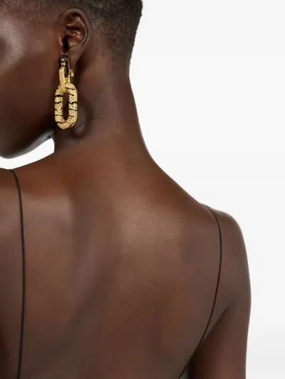 Roberto Cavalli Tiger-stripes Crystal-embellishment Earrings In Gold