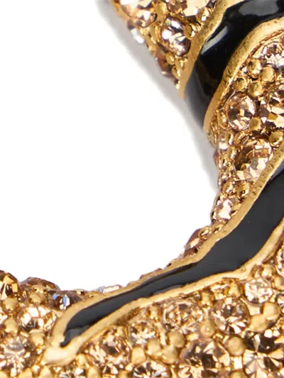 Roberto Cavalli Tiger-stripes Crystal-embellishment Earrings In Gold