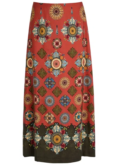 La Doublej La Double J Printed Wool-blend Midi Skirt In Multi