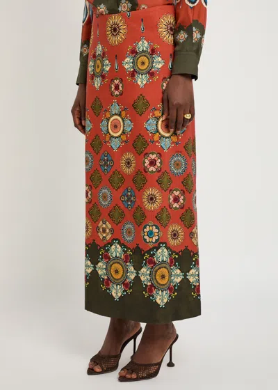 La Doublej La Double J Printed Wool-blend Midi Skirt In Multi
