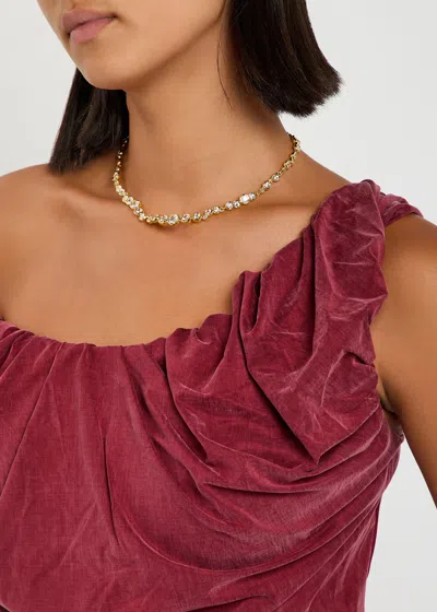 Alexis Bittar Asterales Crystal-embellished 14kt Gold-plated Necklace In Black