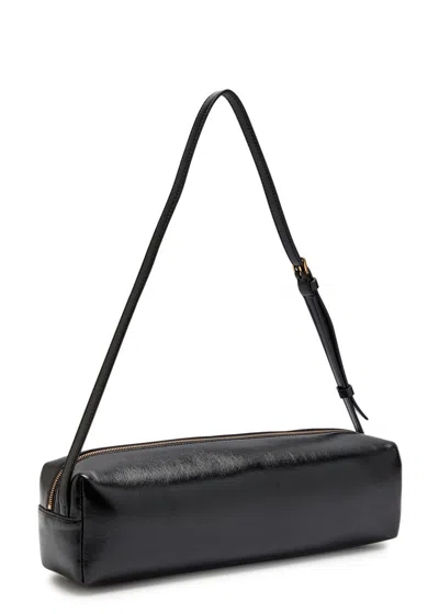 Khaite Kye Glossed-leather Shoulder Bag In Black