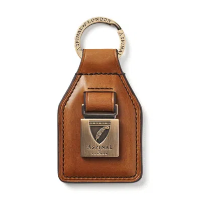 Aspinal Of London Shield Plaque Keyring In Brown
