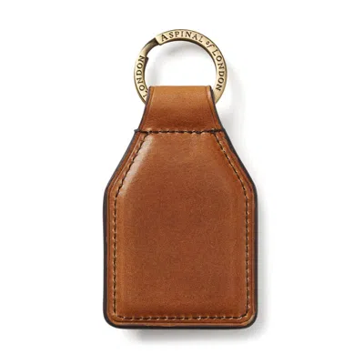 Aspinal Of London Shield Plaque Keyring In Brown