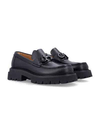Ferragamo Chunky "gancini" Loafers - Black In Black