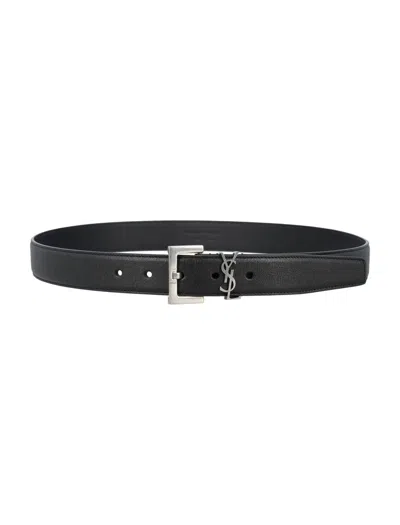 Saint Laurent Cassandre Belt In Black