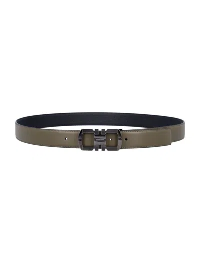 Ferragamo Men's Reversible And Adjustable Gancini Belt In Green