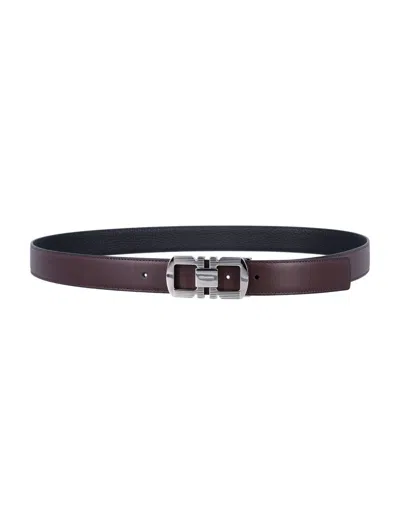 Ferragamo Dark Brown Reversible Cut To Size Belt In Brown