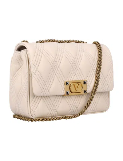 Valentino Garavani Quiltie 67 Medium Shoulder Bag In White