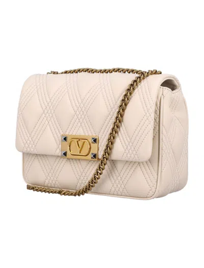 Valentino Garavani Quiltie 67 Medium Shoulder Bag In White