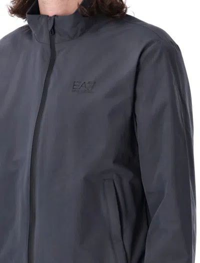 Ea7 Emporio Armani Core Identity Recycled-nylon Zip-up Sweatshirt In Blue