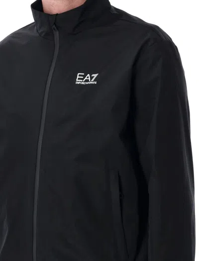 Ea7 Emporio Armani Core Identity Recycled-nylon Zip-up Sweatshirt In Black