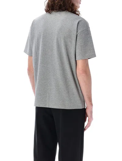 Saint Laurent Grey Crewneck T-shirt With Cassandre Embroidery In Cotton Man In Gray