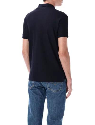 Burberry Logo Embroidered Straight Hem Cotton Polo Shirt In Blue