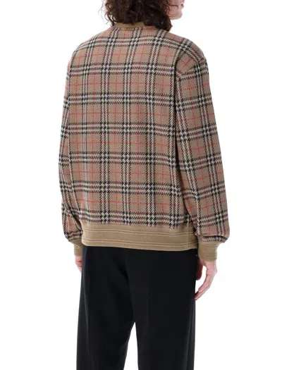 Burberry Check Cotton Blend Sweater In Brown