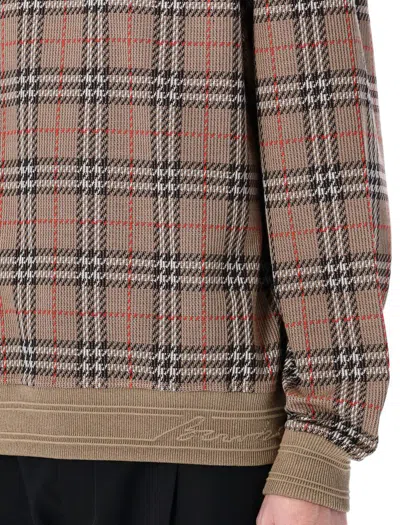 Burberry Check Cotton Blend Sweater In Brown