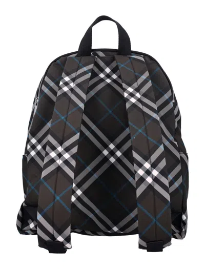 Burberry Logo-embroidered Checked Coated-canvas Backpack In Black
