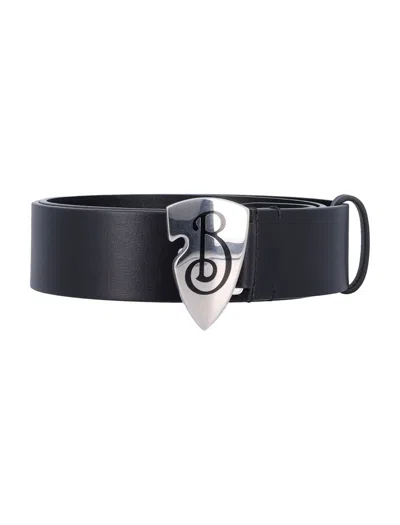 Burberry Leather B Shield Belt In Black
