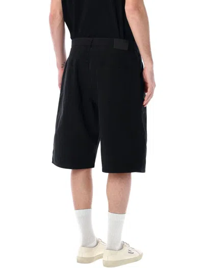 Saint Laurent Denim Bermuda Shorts With Pockets And Loops In Black