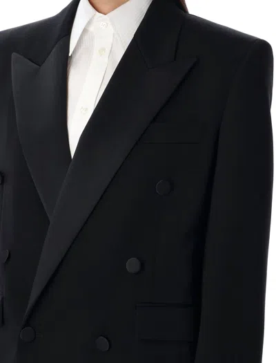 Saint Laurent Tuxedo Jacket In Grain De Poudre In Black