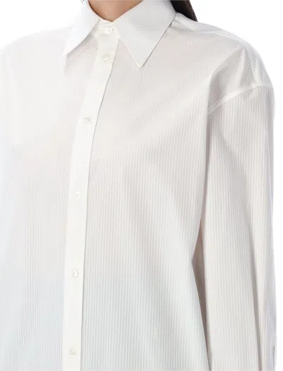 Saint Laurent Striped Cassandre Shirt In White