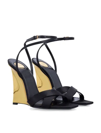 Saint Laurent Women's Lucienne Sandal Wedges In Black