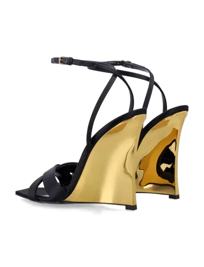 Saint Laurent Women's Lucienne Sandal Wedges In Black