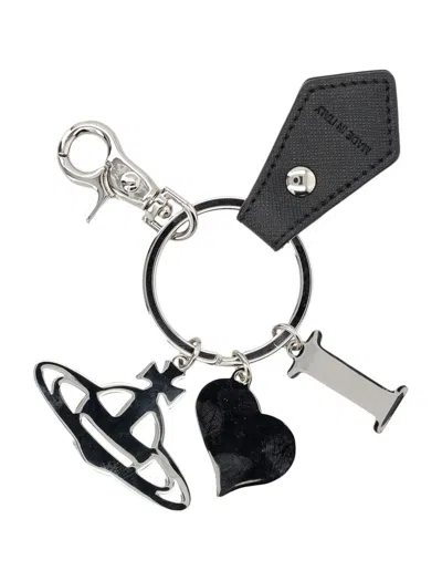 Vivienne Westwood Heart Charm Metal Keyring Accessory In Metallic
