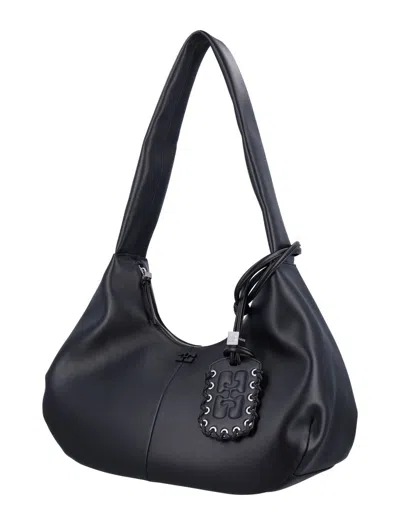 Ganni Medium Hobo Bag In Black
