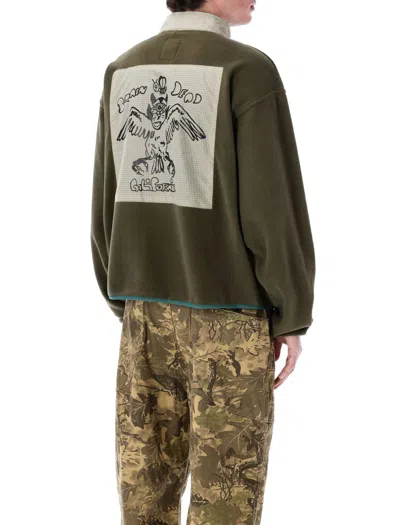 Brain Dead Equipment Ripstop Pullover Fleece Jacket In Brown