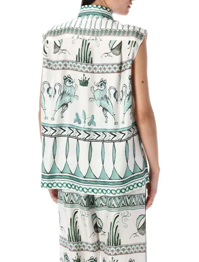 Fabiana Filippi Loose Fit Sleeveless Silk Twill Shirt In Multi