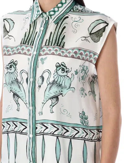 Fabiana Filippi Loose Fit Sleeveless Silk Twill Shirt In Multi