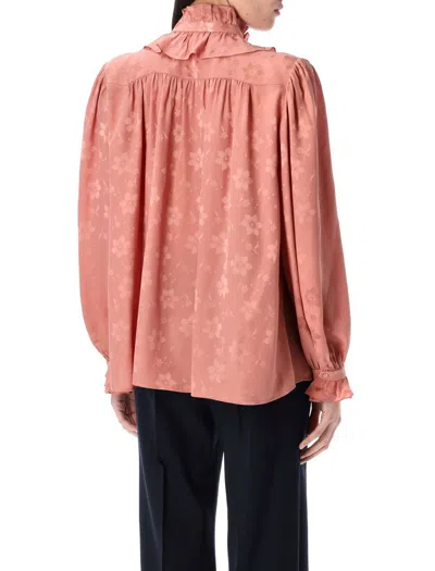 Chloé Silk Jaquard Blouse In Pink