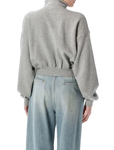 Éterne Eterne Half-zip Cropped Sweatshirt With High Neck In Gray