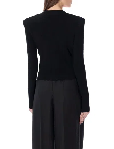 Balmain Gold Buttons Knit Cardigan In Black
