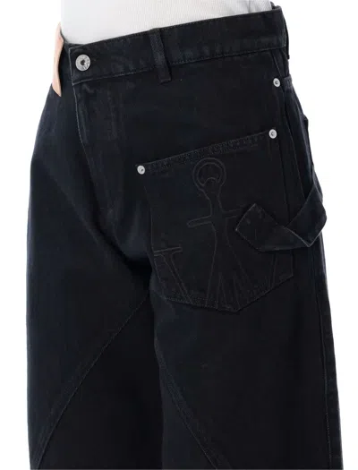 Jw Anderson Twisted Workwear Denim Pant In Black