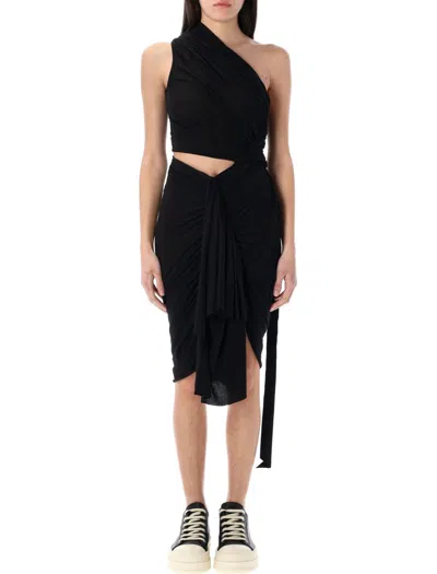 Rick Owens Drkshdw Drkshdw By Rick Owens Asymmetric Black Dress With Cut-out Details In Black