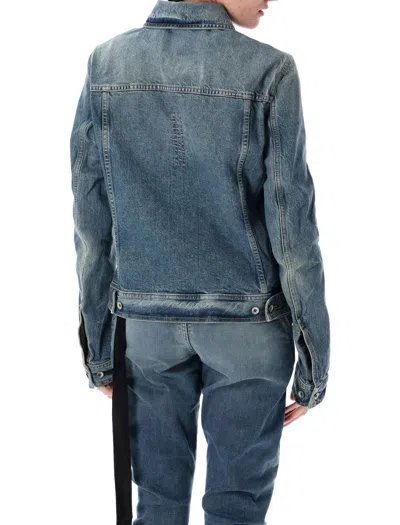 Rick Owens Drkshdw Drkshdw By Rick Owens Classic Denim Trucker Jacket With Structured Silhouette In Blue