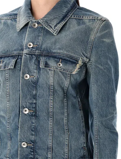 Rick Owens Drkshdw Drkshdw By Rick Owens Classic Denim Trucker Jacket With Structured Silhouette In Blue