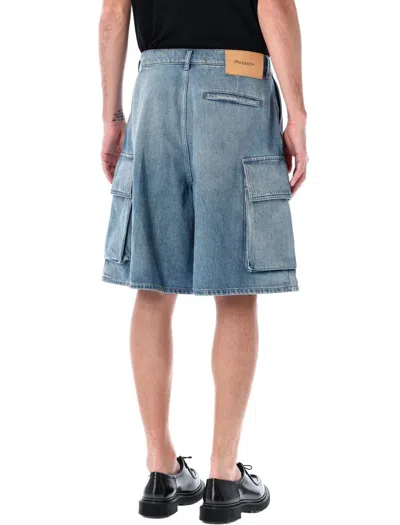 Jw Anderson Cargo Bermuda Shorts In Light Blue Denim In Blue